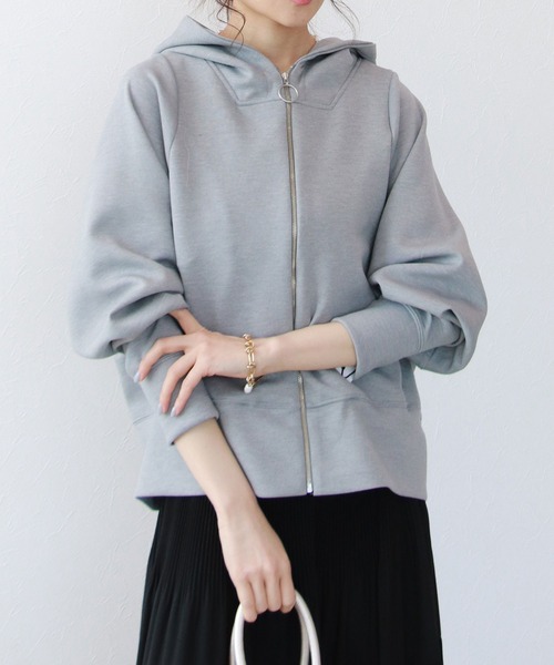 TITE IN THE STORE(ティテ インザ ストア)の「ダンボールフーディ―ジップアップパーカー(パーカー・レディース・グリーン/グレー・38)」の2枚目の写真