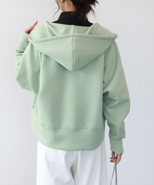 TITE IN THE STORE(ティテ インザ ストア)の「ダンボールフーディ―ジップアップパーカー(パーカー・レディース・グリーン/グレー・38)」の12枚目の写真