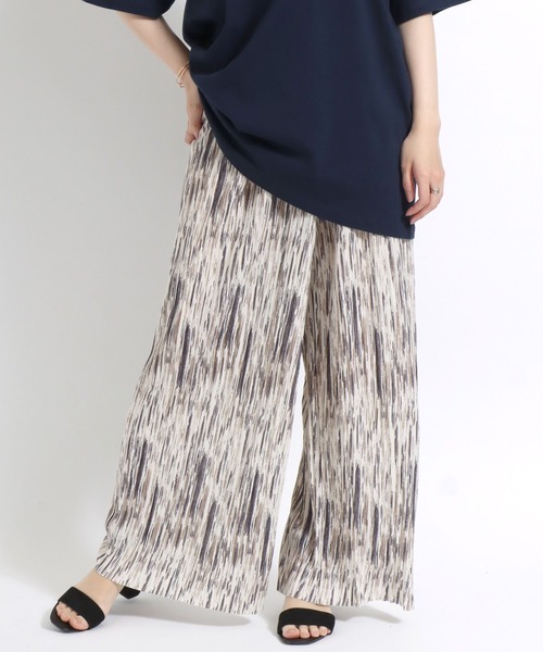 Salong hameu（サロン ハミュー）の「お好みの股下にカットできる 総柄カットプリーツパンツ/イージーワイドパンツ レディース（その他パンツ・レディース・ブルー系その他/ブラック系その他2/グレー系その他/レオパード/ネイビー系/ブラック系その他3/オレンジ系その他/ブラック系その他/グレー系その他2/ベージュ/ブラック系その他4/ブラウン系その他/グレー系その他3・L/M）」の5枚目の写真