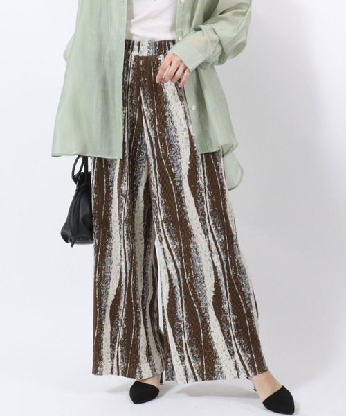 Salong hameu（サロン ハミュー）の「お好みの股下にカットできる 総柄カットプリーツパンツ/イージーワイドパンツ レディース（その他パンツ・レディース・ブルー系その他/ブラック系その他2/グレー系その他/レオパード/ネイビー系/ブラック系その他3/オレンジ系その他/ブラック系その他/グレー系その他2/ベージュ/ブラック系その他4/ブラウン系その他/グレー系その他3・L/M）」の8枚目の写真