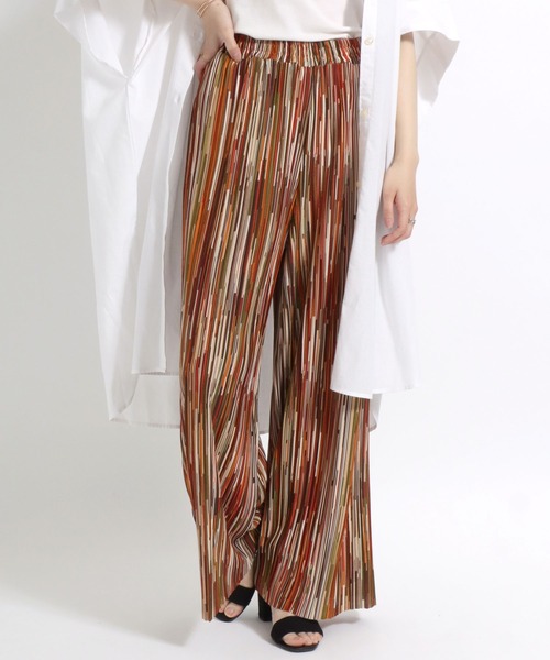 Salong hameu（サロン ハミュー）の「お好みの股下にカットできる 総柄カットプリーツパンツ/イージーワイドパンツ レディース（その他パンツ・レディース・ブルー系その他/ブラック系その他2/グレー系その他/レオパード/ネイビー系/ブラック系その他3/オレンジ系その他/ブラック系その他/グレー系その他2/ベージュ/ブラック系その他4/ブラウン系その他/グレー系その他3・L/M）」の12枚目の写真