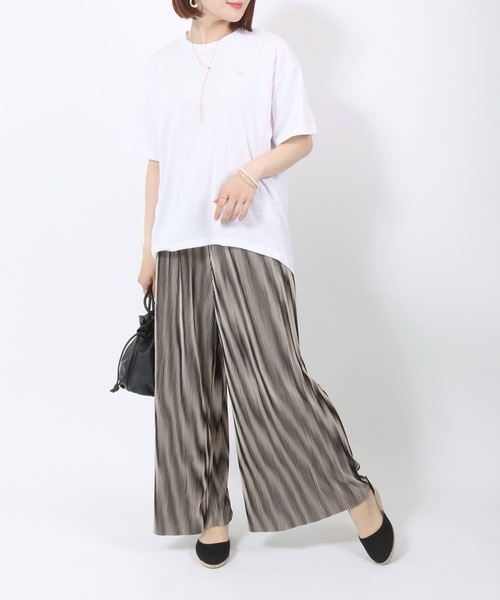 SHE TOKYO Fredグレー ワイドパンツ プリーツ入り