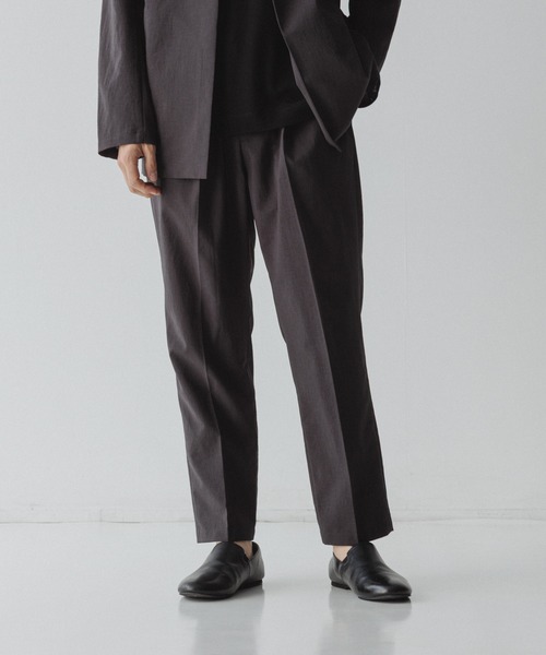 ADAM ET ROPE アダムエロペ　セットアップ　ノーカラー　チャコール 2点セット》ノーカラージャケット セットアップ / 速乾 / 冷感