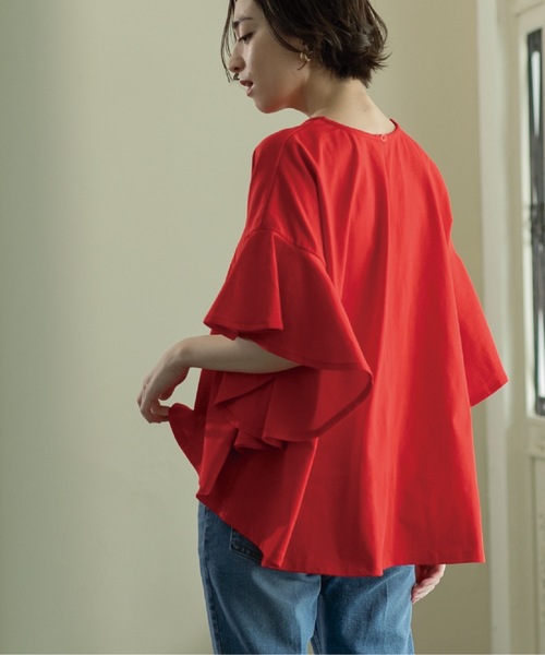 OPAQUE.CLIP（オペークドットクリップ）の「◆フリルフレアトップス【洗濯機洗い可】（Tシャツ/カットソー・レディース・ネイビー/ベージュ/ブラック/オフホワイト/レッド/ワインレッド・00）」の16枚目の写真