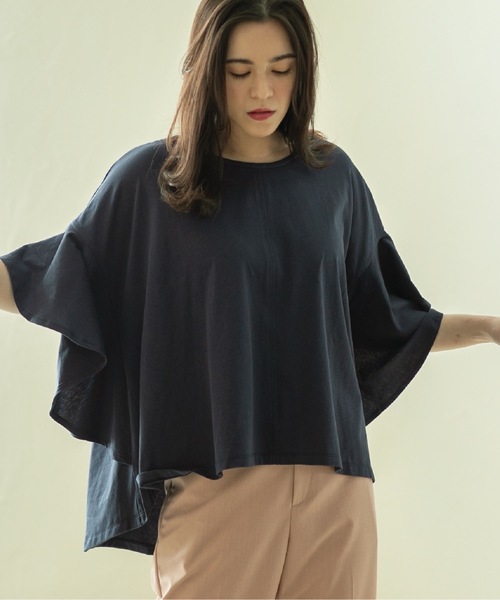 OPAQUE.CLIP（オペークドットクリップ）の「◆フリルフレアトップス【洗濯機洗い可】（Tシャツ/カットソー・レディース・ネイビー/ベージュ/ブラック/オフホワイト/レッド/ワインレッド・00）」の10枚目の写真