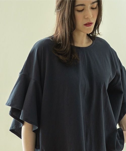 OPAQUE.CLIP（オペークドットクリップ）の「◆フリルフレアトップス【洗濯機洗い可】（Tシャツ/カットソー・レディース・ネイビー/ベージュ/ブラック/オフホワイト/レッド/ワインレッド・00）」の14枚目の写真