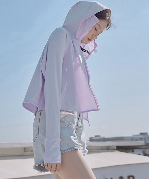 Miniministore(ミニミニストア)の「日焼け止めパーカー 薄手 ラッシュガード(パーカー・レディース・ピンク/ホワイト/ライトグレー/ラベンダー/ミント/ライトブルー・FREE)」の5枚目の写真