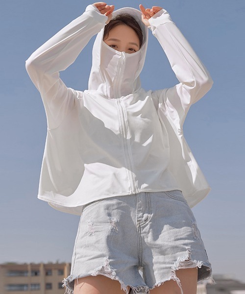 Miniministore(ミニミニストア)の「日焼け止めパーカー 薄手 ラッシュガード(パーカー・レディース・ピンク/ホワイト/ライトグレー/ラベンダー/ミント/ライトブルー・FREE)」の1枚目の写真