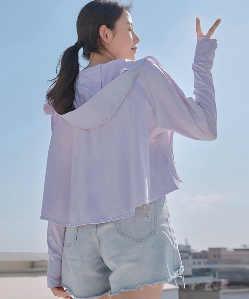 Miniministore(ミニミニストア)の「日焼け止めパーカー 薄手 ラッシュガード(パーカー・レディース・ピンク/ホワイト/ライトグレー/ラベンダー/ミント/ライトブルー・FREE)」の9枚目の写真