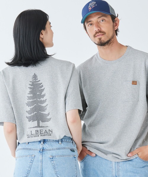 L.L.Bean(エルエルビーン)の「ビーンビルト・ポケット・グラフィック・ティ、半袖 ジャパン・フィット(Tシャツ/カットソー・メンズ・グレー/アイボリー/ネイビー/オレンジ・SMALL/MEDIUM/LARGE/X-LARGE/XX-LARGE)」の3枚目の写真