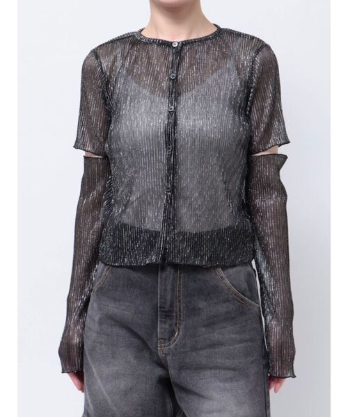 セール】プリーツラメシアーカーデ（カーディガン/ボレロ）｜jouetie