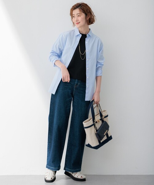 23区(ニジュウサンク)の「【洗える】スビンギザ クロップド Tシャツ(Tシャツ/カットソー・レディース・ホワイト系/カーキ系/ブラック系・38)」の15枚目の写真