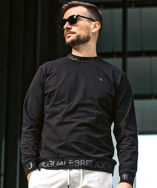 1PIU1UGUALE3  RELAX （ウノピゥウノウグァーレトレ リラックス）の「【WEB・直営店限定】1PIU1UGUALE3 RELAX(ウノピゥウノウグァーレトレ リラックス)ネックロゴロングTシャツ（Tシャツ/カットソー・メンズ・ホワイト/ブラック/ブラック×ブラック/ホワイト×ホワイト・M/S/XXL/XL/L）」の4枚目の写真