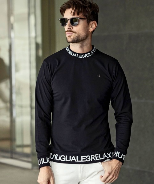 1PIU1UGUALE3  RELAX （ウノピゥウノウグァーレトレ リラックス）の「【WEB・直営店限定】1PIU1UGUALE3 RELAX(ウノピゥウノウグァーレトレ リラックス)ネックロゴロングTシャツ（Tシャツ/カットソー・メンズ・ホワイト/ブラック/ブラック×ブラック/ホワイト×ホワイト・M/S/XXL/XL/L）」の6枚目の写真