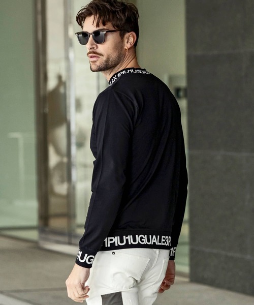 1PIU1UGUALE3  RELAX （ウノピゥウノウグァーレトレ リラックス）の「【WEB・直営店限定】1PIU1UGUALE3 RELAX(ウノピゥウノウグァーレトレ リラックス)ネックロゴロングTシャツ（Tシャツ/カットソー・メンズ・ホワイト/ブラック/ブラック×ブラック/ホワイト×ホワイト・M/S/XXL/XL/L）」の7枚目の写真