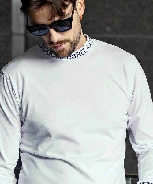 1PIU1UGUALE3  RELAX （ウノピゥウノウグァーレトレ リラックス）の「【WEB・直営店限定】1PIU1UGUALE3 RELAX(ウノピゥウノウグァーレトレ リラックス)ネックロゴロングTシャツ（Tシャツ/カットソー・メンズ・ホワイト/ブラック/ブラック×ブラック/ホワイト×ホワイト・M/S/XXL/XL/L）」の18枚目の写真