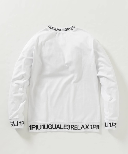 1PIU1UGUALE3  RELAX （ウノピゥウノウグァーレトレ リラックス）の「【WEB・直営店限定】1PIU1UGUALE3 RELAX(ウノピゥウノウグァーレトレ リラックス)ネックロゴロングTシャツ（Tシャツ/カットソー・メンズ・ホワイト/ブラック/ブラック×ブラック/ホワイト×ホワイト・M/S/XXL/XL/L）」の11枚目の写真