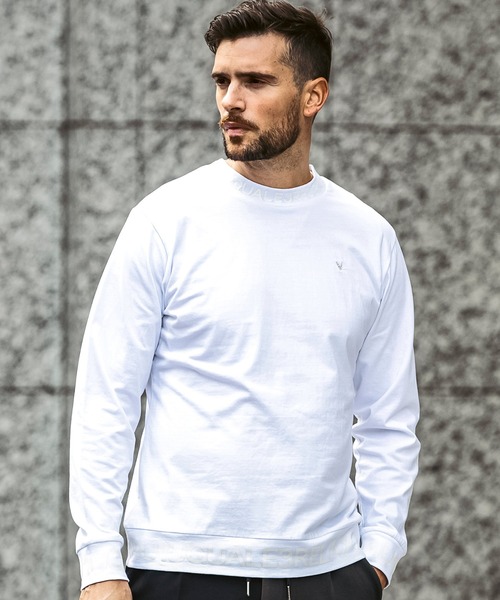 1PIU1UGUALE3  RELAX （ウノピゥウノウグァーレトレ リラックス）の「【WEB・直営店限定】1PIU1UGUALE3 RELAX(ウノピゥウノウグァーレトレ リラックス)ネックロゴロングTシャツ（Tシャツ/カットソー・メンズ・ホワイト/ブラック/ブラック×ブラック/ホワイト×ホワイト・M/S/XXL/XL/L）」の21枚目の写真