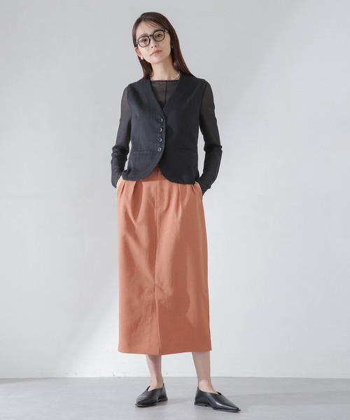 NANO universe（ナノユニバース）の「メランジドライ ソフトコクーンスカート(セットアップ可)（スカート・レディース・ネイビー/オレンジ/ライトベージュ・S/M）」の19枚目の写真