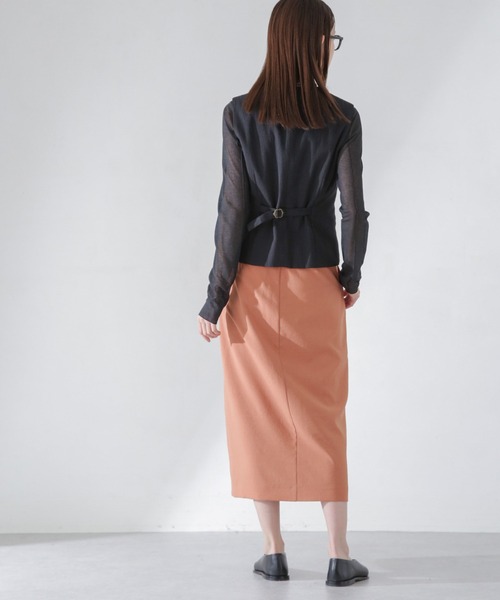 NANO universe（ナノユニバース）の「メランジドライ ソフトコクーンスカート(セットアップ可)（スカート・レディース・ネイビー/オレンジ/ライトベージュ・S/M）」の22枚目の写真