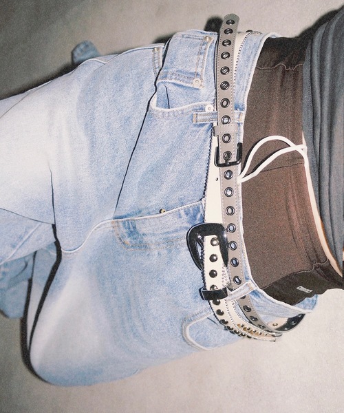 igi(イジ)の「EYELET SLIM BELT/アイレットスリムベルト(ベルト・レディース・グレー・FREE)」の1枚目の写真