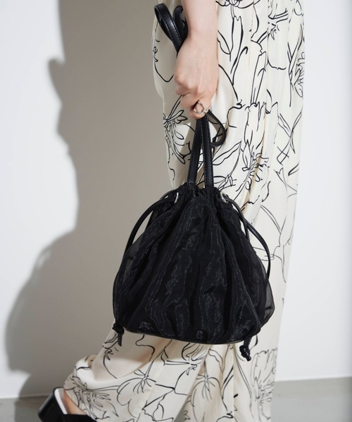 オーガンジー巾着バック 持ち手つき巾着袋❁⃘ほんのり透け感❁⃘ひまわり オーガンジー巾着バック 持ち手つき巾着袋❁⃘ほんのり透け感❁⃘