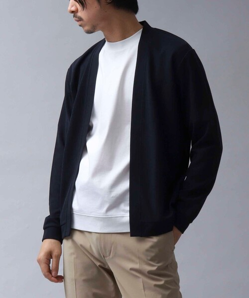 NOLLEY’S（ノーリーズ）の「【ACTIVE SECT】ドライタッチ ボタンレスカーディガン（カーディガン/ボレロ・メンズ・ベージュ/ブラック/ブルー系その他/ダークネイビー/イエロー・M/L）」の4枚目の写真