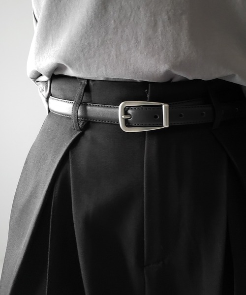 me+em select(ミームセレクト)の「【 メンズ・レディース兼用 】 マットスクエアバッグルフェイクレザーベルト /matte square buckle fake leather belt(ベルト・レディース・アイボリー/ブラック・FREE)」の14枚目の写真
