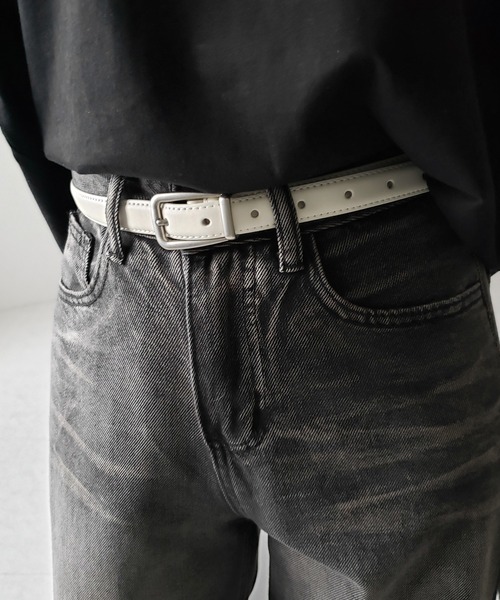 me+em select(ミームセレクト)の「【 メンズ・レディース兼用 】 マットスクエアバッグルフェイクレザーベルト /matte square buckle fake leather belt(ベルト・レディース・アイボリー/ブラック・FREE)」の17枚目の写真