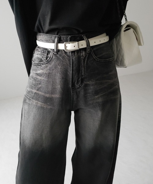 me+em select(ミームセレクト)の「【 メンズ・レディース兼用 】 マットスクエアバッグルフェイクレザーベルト /matte square buckle fake leather belt(ベルト・レディース・アイボリー/ブラック・FREE)」の21枚目の写真