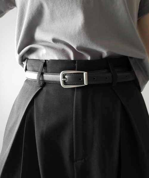 me+em select(ミームセレクト)の「【 メンズ・レディース兼用 】 マットスクエアバッグルフェイクレザーベルト /matte square buckle fake leather belt(ベルト・レディース・アイボリー/ブラック・FREE)」の8枚目の写真