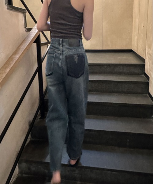 【セール】ヴィンテージ ポケット ストレート デニム（デニムパンツ）｜kirakiraShop（キラキラショップ）