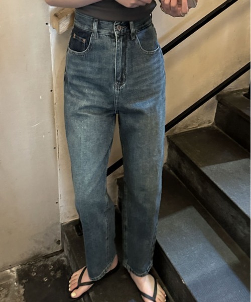 【セール】ヴィンテージ ポケット ストレート デニム（デニムパンツ）｜kirakiraShop（キラキラショップ）