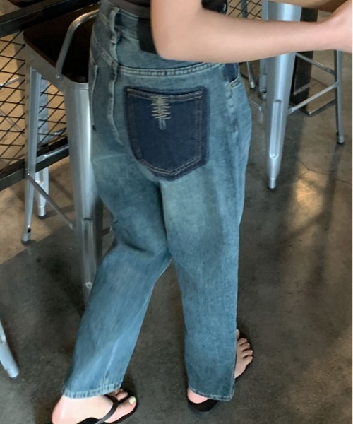 【セール】ヴィンテージ ポケット ストレート デニム（デニムパンツ）｜kirakiraShop（キラキラショップ）