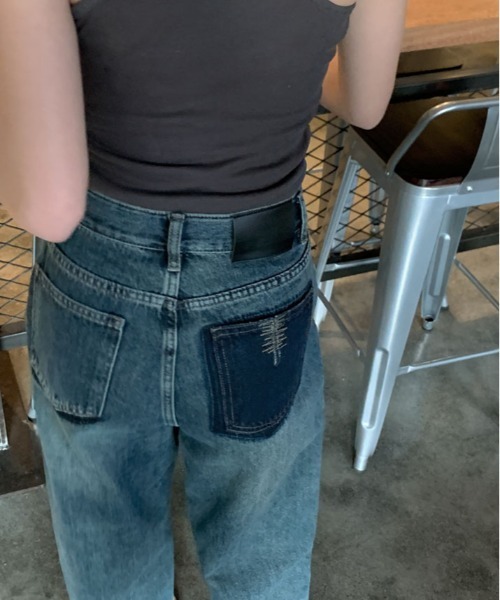 【セール】ヴィンテージ ポケット ストレート デニム（デニムパンツ）｜kirakiraShop（キラキラショップ）