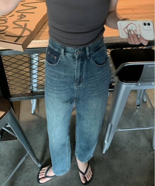 【セール】ヴィンテージ ポケット ストレート デニム（デニムパンツ）｜kirakiraShop（キラキラショップ）