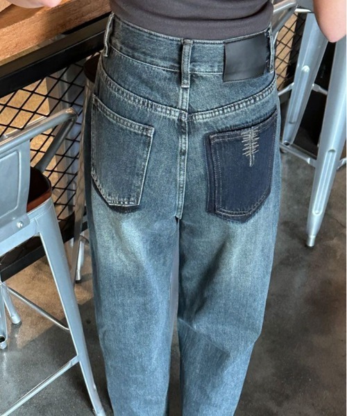 【セール】ヴィンテージ ポケット ストレート デニム（デニムパンツ）｜kirakiraShop（キラキラショップ）