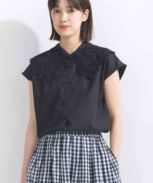 PICCIN(ピッチン)の「【WEB限定】襟レースフレンチスリーブブラウス(シャツ/ブラウス・レディース・オフホワイト/ブラック・L/M)」の12枚目の写真