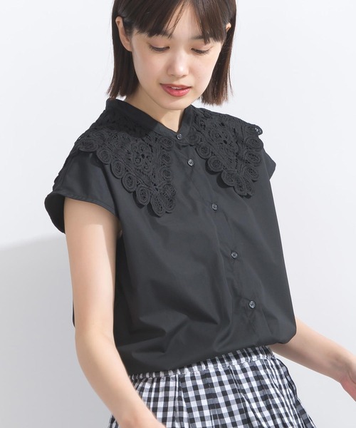 PICCIN(ピッチン)の「【WEB限定】襟レースフレンチスリーブブラウス(シャツ/ブラウス・レディース・オフホワイト/ブラック・L/M)」の15枚目の写真