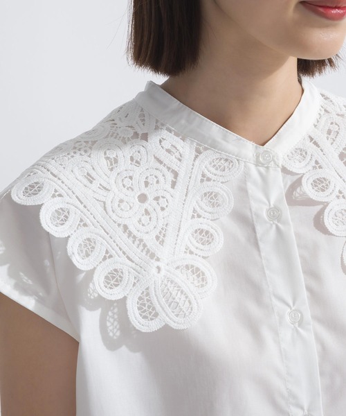 PICCIN(ピッチン)の「【WEB限定】襟レースフレンチスリーブブラウス(シャツ/ブラウス・レディース・オフホワイト/ブラック・L/M)」の20枚目の写真