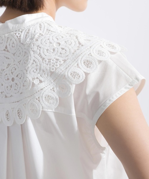 mamekurogouchi ペディセルレース フレンチスリーブシャツ mame kurogouchi ペディセルレースフレンチスリーブシャツ