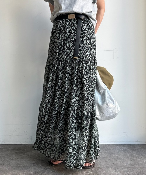 DouDou(ドゥドゥ)の「【新色追加】プリントフレアスカート(スカート・レディース・ブラウン/グリーン/ブラック/ブルー/ピンク・FREE)」の3枚目の写真