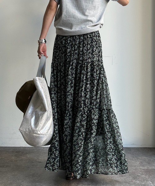 DouDou(ドゥドゥ)の「【新色追加】プリントフレアスカート(スカート・レディース・ブラウン/グリーン/ブラック/ブルー/ピンク・FREE)」の14枚目の写真