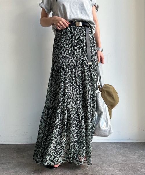 DouDou(ドゥドゥ)の「【新色追加】プリントフレアスカート(スカート・レディース・ブラウン/グリーン/ブラック/ブルー/ピンク・FREE)」の11枚目の写真