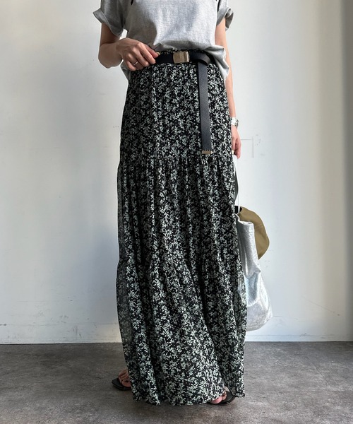 DouDou(ドゥドゥ)の「【新色追加】プリントフレアスカート(スカート・レディース・ブラウン/グリーン/ブラック/ブルー/ピンク・FREE)」の12枚目の写真