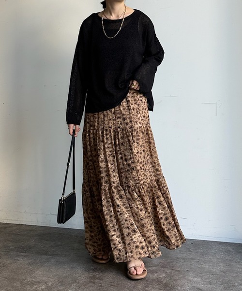 DouDou(ドゥドゥ)の「【新色追加】プリントフレアスカート(スカート・レディース・ブラウン/グリーン/ブラック/ブルー/ピンク・FREE)」の16枚目の写真