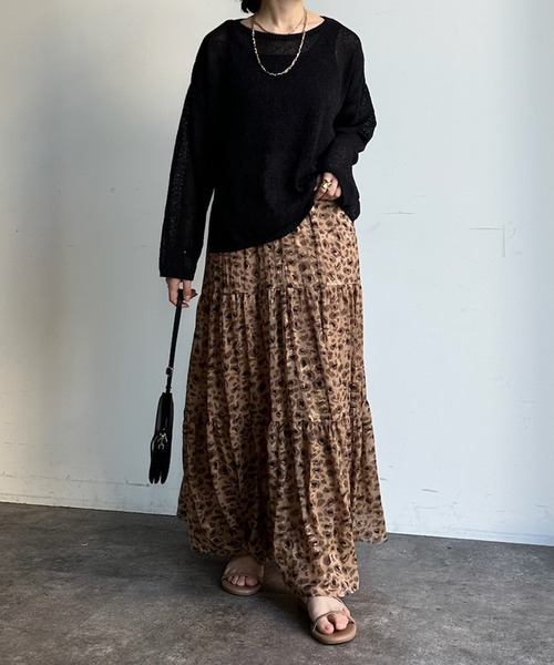 DouDou(ドゥドゥ)の「【新色追加】プリントフレアスカート(スカート・レディース・ブラウン/グリーン/ブラック/ブルー/ピンク・FREE)」の17枚目の写真