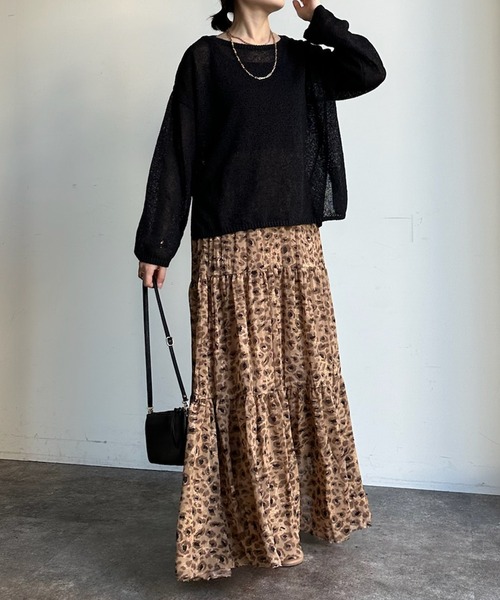 DouDou(ドゥドゥ)の「【新色追加】プリントフレアスカート(スカート・レディース・ブラウン/グリーン/ブラック/ブルー/ピンク・FREE)」の18枚目の写真