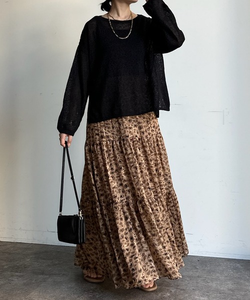 DouDou(ドゥドゥ)の「【新色追加】プリントフレアスカート(スカート・レディース・ブラウン/グリーン/ブラック/ブルー/ピンク・FREE)」の19枚目の写真