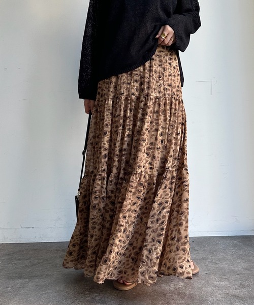 DouDou(ドゥドゥ)の「【新色追加】プリントフレアスカート(スカート・レディース・ブラウン/グリーン/ブラック/ブルー/ピンク・FREE)」の22枚目の写真